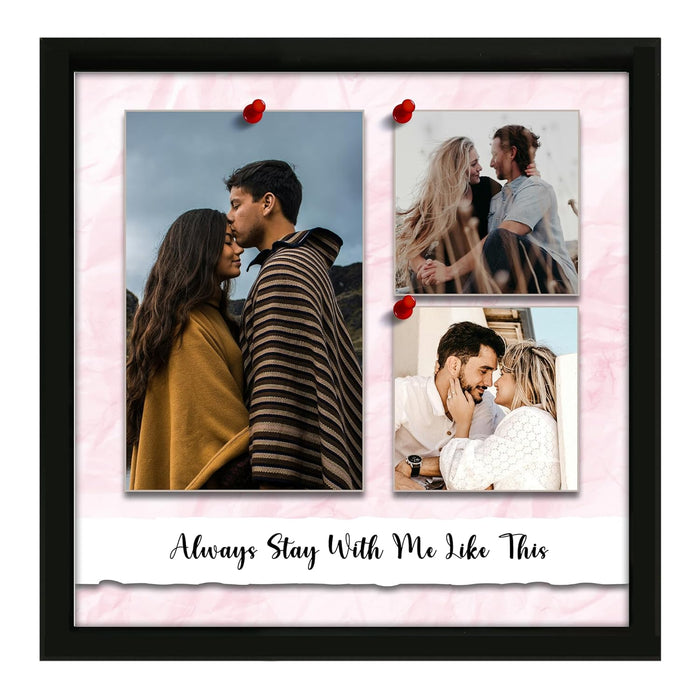 SNAP ART Personalized Gift Collage Photo With Customizable Text Gift for Couples Table Photo Frame With Photo Upload (8x8 Inch, Black)