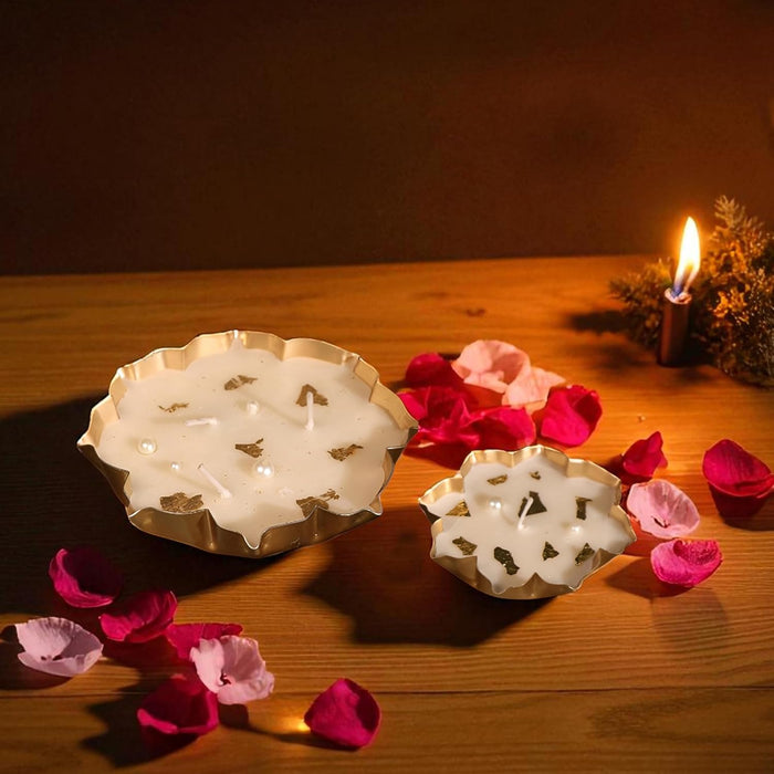 Diwali Gift Hampers Laxmi Ganesh Idol and Laxmi ji Charan with Urli Diya, Friends and Relatives (Pack of 3)