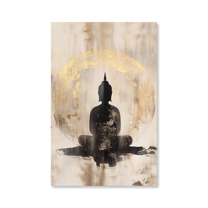 Large Stretched Canvas Painting, Panel Wall Art Print Buddha Framed Luxury Paintings for Home Décor (Black, 22x34 Inch)