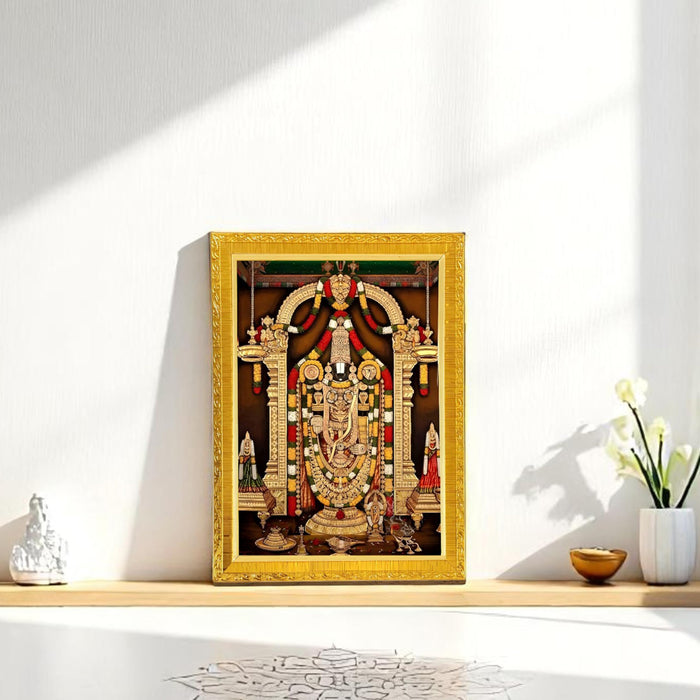 Tirupati Balaji Lakshmi Venkateshwara Swamy Photo Frame for Mandir, Pooja Room | Divine Hindu Deity Wall Art (10x13 Inch)
