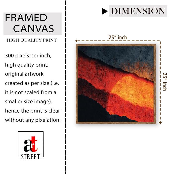 Abstract Volcanic Framed Painting For Living Room | Molten Earth Texture Large Canvas Painting With Frame Wall Art For Bedroom, Hallway's, Office, Hotel, Size 58x58 cm