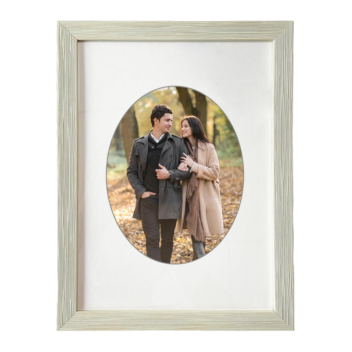 Art Street Engineered Wood Elegant Designed White Individual Photo Frame With Oval Shape Mat, Wall Mount Home Decor (8x12 Matted To 5x7 Inch)