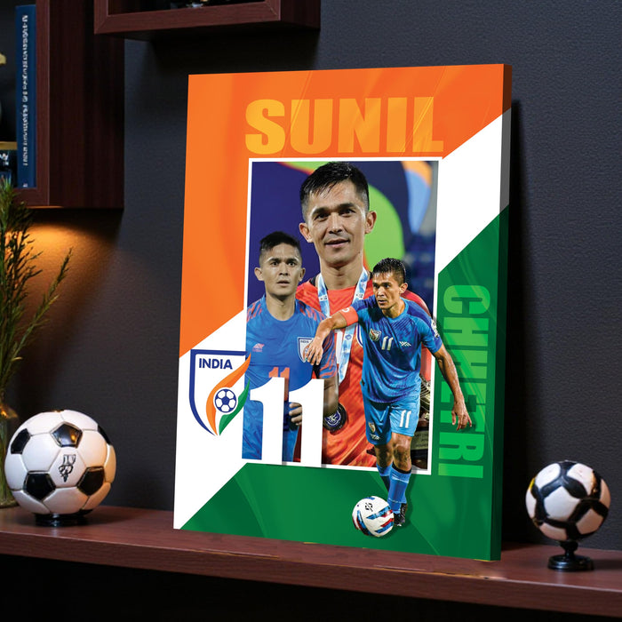Sunil Chhetri Wall Art Canvas Painting Poster, Indian Football Legend Sports Wall Decor for Living Room, Bedroom, Office & Football Lovers, and Home & Office Decor, 16 x 22 Inch