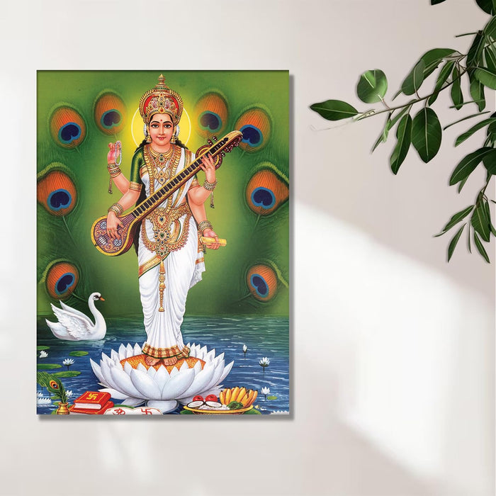 Spiritual Stretched Canvas Pooja room Temple Wall Art Print Painting on Stretched-Canvas (30x41 CM)