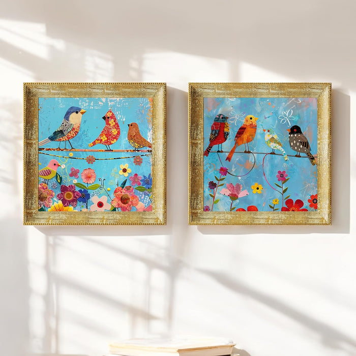 Lotus Floral Pattern Wall Art Prints, Elegant Lotus Designs (15x15 Inch)