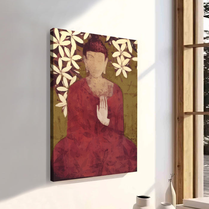 Budha Theme Stretched Canvas Painting Art Print | Digital Print On Stretched-Canvas (30x41 CM)