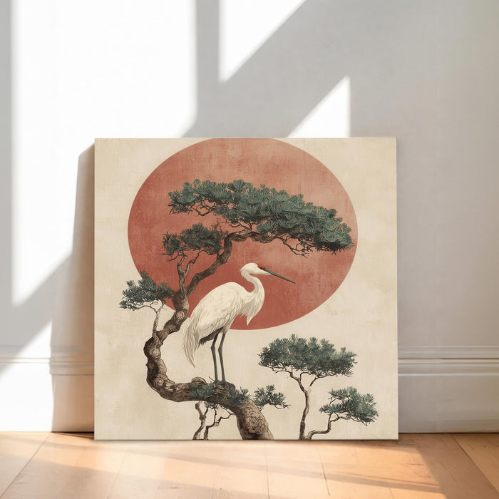 Japanese Minimalism Stretched Canvas Painting For Living Room | Vastu Zen Nature Wall Art Large Canvas Painting For Livingroom Home Decor, Bedroom, Hallway's, Office, Hotel - 86x86 cm