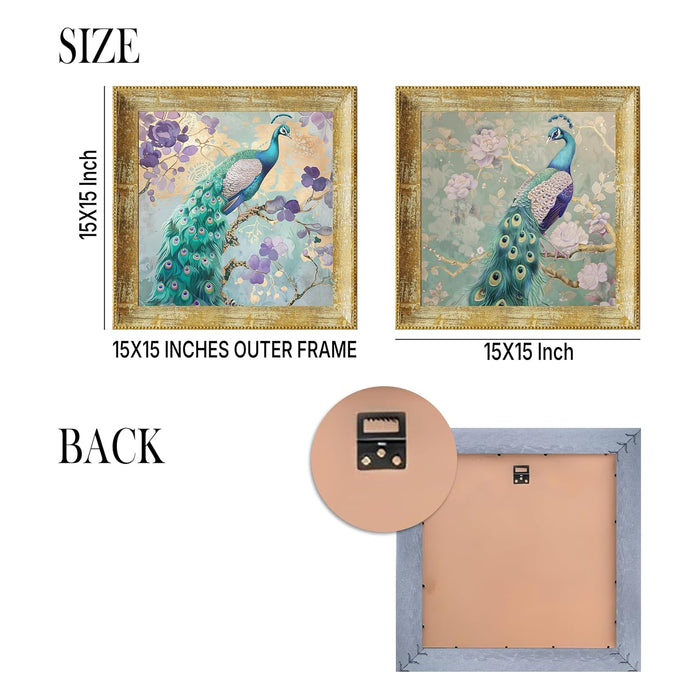 Lotus Floral Pattern Wall Art Prints, Elegant Lotus Designs (15x15 Inch)