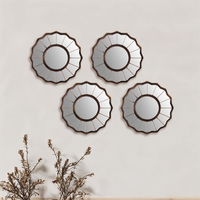 Lustrus Flower Decorative Wall Mirror Set of 4 Wall Hanging Mirrors (Size - 9 x 9 inch)