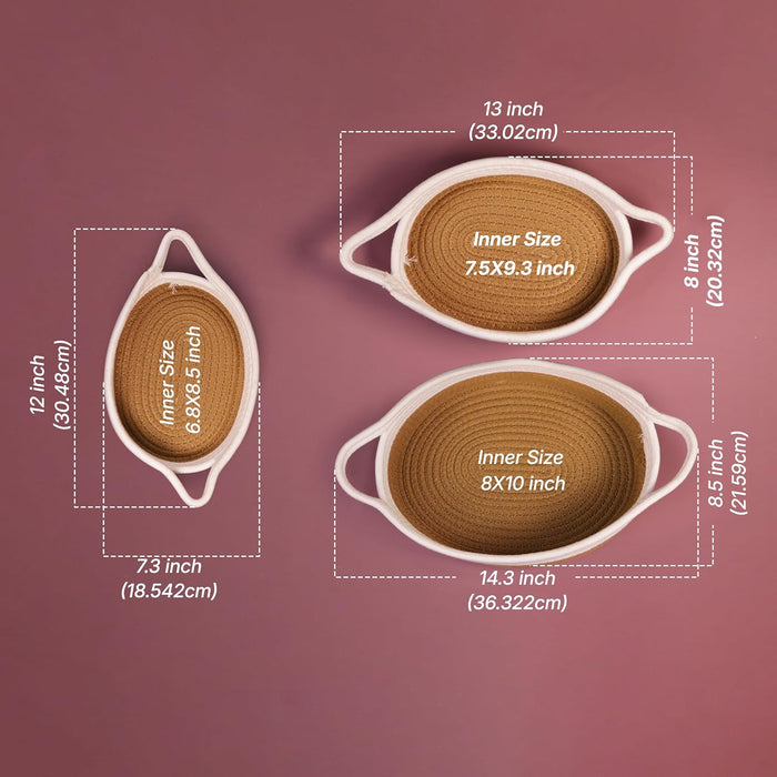 Jute Basket Round Shape Foldable Gift Basket, Storage and Organizer Jute Baskets with Handle (Set of 3)