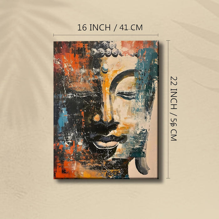 Portrait Stretched Canvas Buddha Face Abstract Dancing Womens Wall Art Print Décor Printed on Canvas Stretched on Wood 41x56 cm