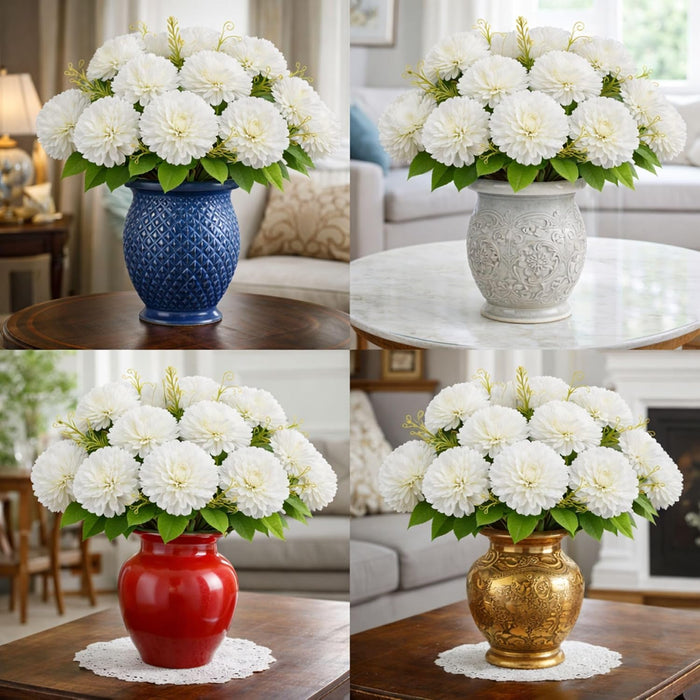 Art Street Artificial Flower Bunch| Silk White Hydrangea Flower for Home|