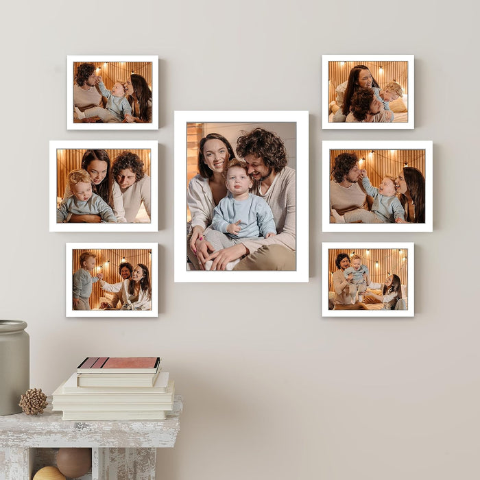 Wall Photo Frame Set of 8 | Gallery Wall Collage Picture Frames | Family Photo Display for Home Decor | Wall Hanging | 8x8 & 8x12 Inch
