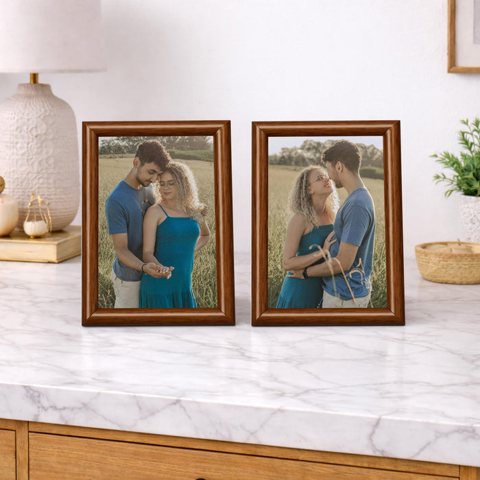 Art Street Picture Table Photo Frame Set of 2 for Bedroom, Tabletop Frames with Stand, Modern Farmhouse Photo Frames for Couples, Weddings, Home Decor, Portrait or Landscape Display (Brown, 4x6 Inch)