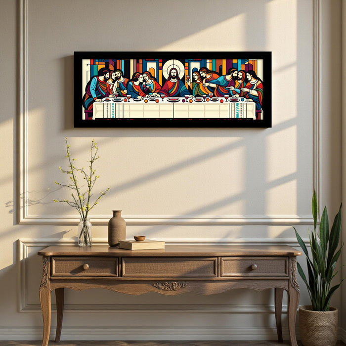 The Last Supper Christian Religious Holy Wall Art Framed Luxury Paintings for Home Decoration, Living room, Bedroom and Office Decoration (99x38 CM)
