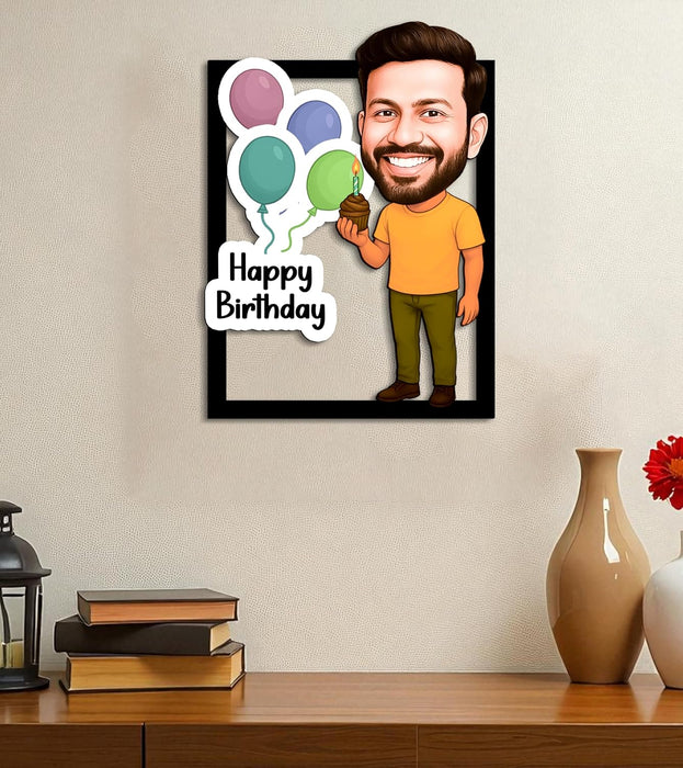 Happy Birthday For Men Personalized Gift for Friends, Brother, BFF, Boyfriend, Father Character Caricature Standee, Photo Frame Unique Design Customized Gift for Friends & Family