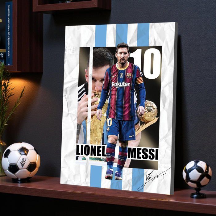 Lionel Messi Wall Art Canvas Painting Poster, Football Legend Sports Wall Decor for Living Room, Bedroom, Office & Football Lovers, and Home & Office Decor, 16 x 22 Inch