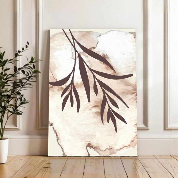 Abstract leaves Stretched Canvas Wall Art Modern Boho Illustration Painting for Home & Office Wall Decor, (16x22 Inch)