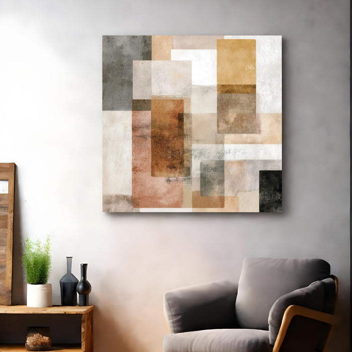 Modern Abstract Stretched Canvas Wall Art Painting For Living Room, Large Minimalist Poster on Stretched Canvas for Living Room, Office & Bedroom Decor (56xx56 cm)