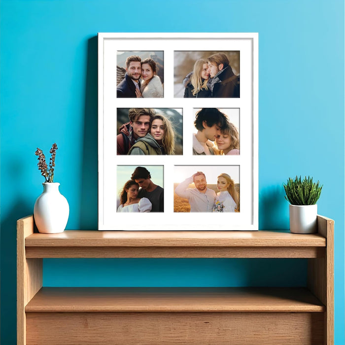 Photo Frame Collage 13x18, 13x13 cm Photos Display 6 Openings Wall Mounting Home Décor Photo-Frame (44x54 cm)