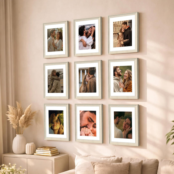 Wooden Cave Design Photo Frame Set of 9 | Black Picture Frames for Photos, Artwork & Certificates | Wall Décor for Living Room & Home (11x14 Inch)