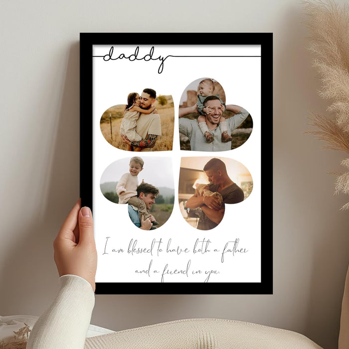 SNAP ART Customized Father's Day Gift for your DAD with 4 Photo Collage print, DAD Gifts Photo Frame with Photo Upload (9.2x12.6 Inch)
