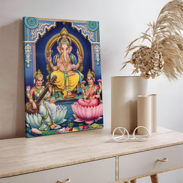 Spiritual Stretched Canvas Pooja room Temple Wall Art Print Painting on Stretched-Canvas (30x41 CM)