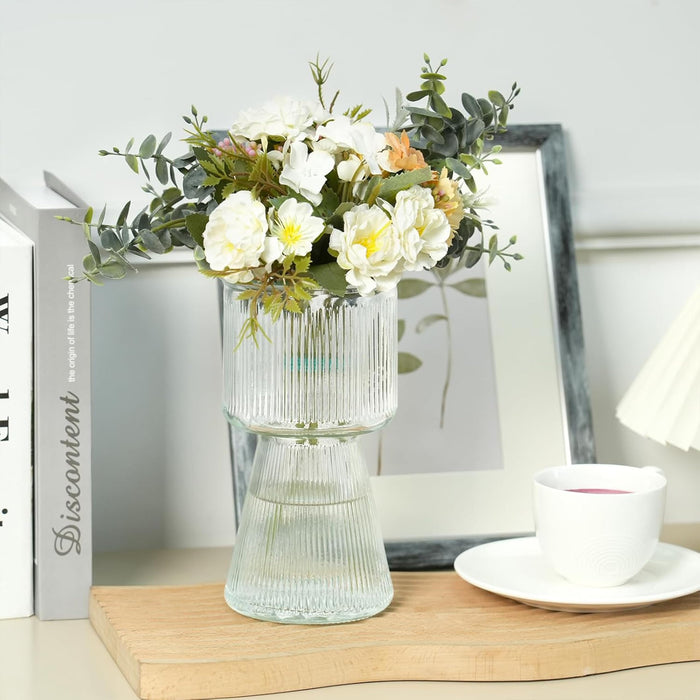 Glass Flower Vase for Modern Decorative Flower and Plants for Table Centerpiece Decoration (10x19 cm)