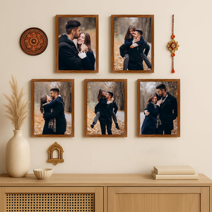 Art Street Photo Frame For Wall Set of 5 Brown Picture Frame For Home and Office Decoration new-Size -(Size -12x16 Inches)
