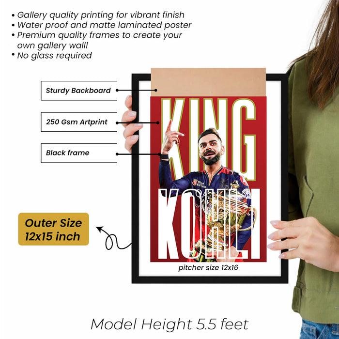 Rohit Sharma Framed Wall Poster | Hitman Indian Cricket Legend | Premium Sports Wall Art for Home & Office Decor (13.9 Inch x 17.6 Inch, Set of 3)