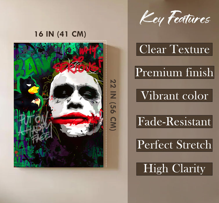 Dark Smile Graffiti Pop Art Stretched Canvas Painting Print | Street Art Wall Décor | Bold Modern Artwork for Living Room, Office & Studio, 41x56 cm