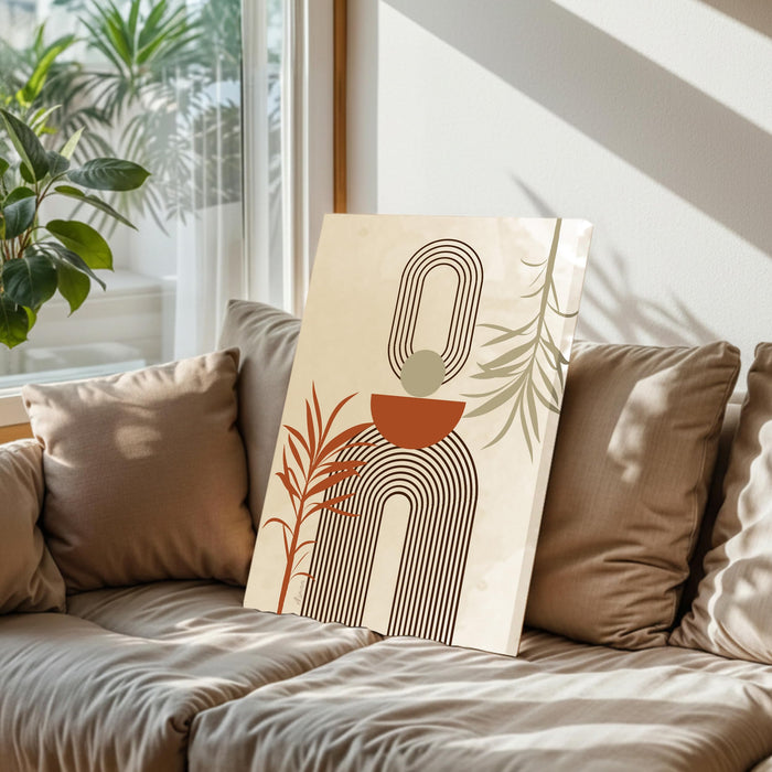 Abstract Plants and botanical Stretched Canvas Wall Art Modern Boho Illustration Painting for Home & Office Wall Decor, (16x22 Inch)