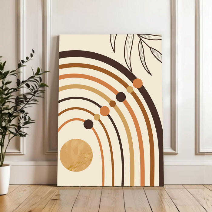 Abstract Rainbow Sun Stretched Canvas Wall Art Modern Boho Illustration Painting for Home & Office Wall Decor, (16x22 Inch)