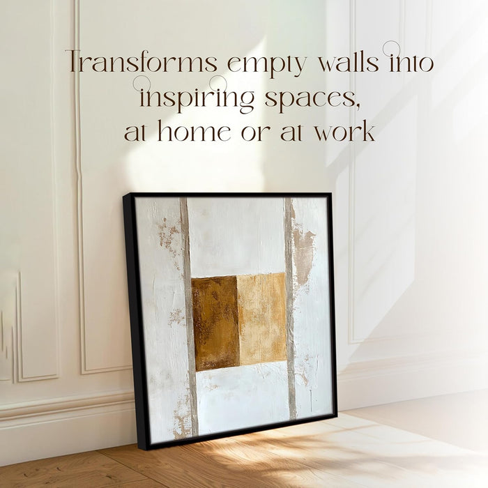 Multicolor Abstract Canvas Wall Art Painting – White Beige Brown Gallery Wrap Canvas Wall Décor Painting (56x56 cm)
