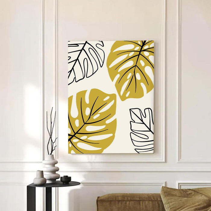 PA Abstract Botanical Leaf Stretched Canvas Wall Art Modern Boho Illustration Painting for Home & Office Wall Decor, (16x22 Inch)