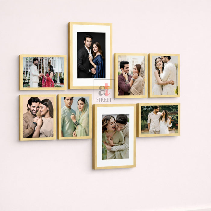 Art Street Photo Frame Set of 8 Beige Wall Decor Collage Display Hanging Family Picture Frames Gallery Collection Decor Items Wall Mount Frames Birthday Anniversary Gift, 8x12 and 12x16 In