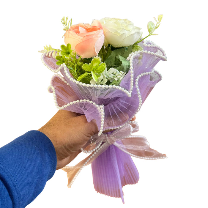 Art Street Artificial Rose Bouquet Pink and White, Fake Flower Arrangement for Valentine’s Day Gift 2026, Romantic Gift for Women Men Couple, Flowers for Anniversary Birthday Home Decor, 33 cm