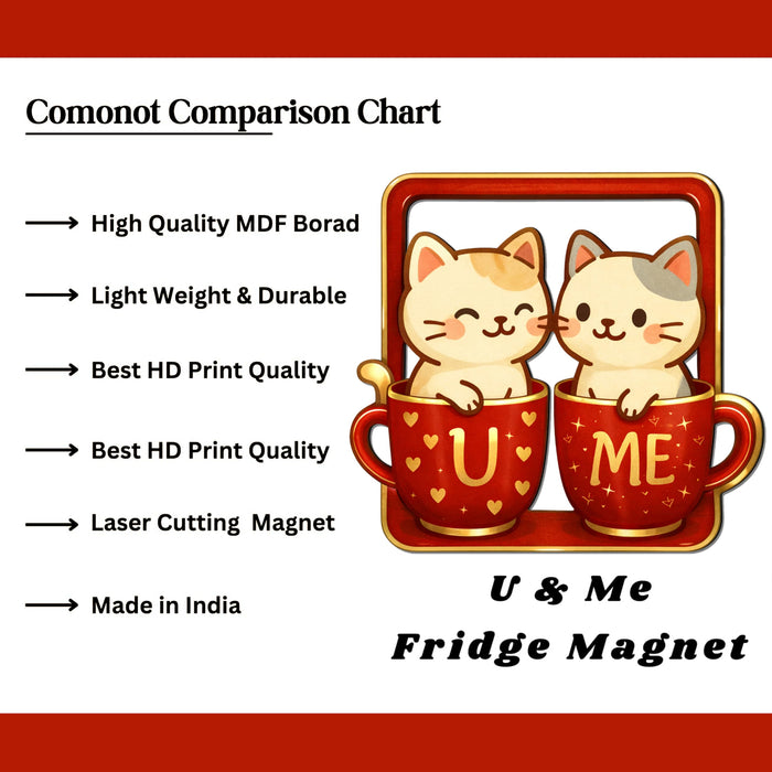 Valentine’s Day Gift for Couples Girlfriend Boyfriend Romantic Couple Gift Idea Love Token Anniversary Present Cute U & Me Cats Fridge Magnet for Refrigerator 8x9 cm, Art Street