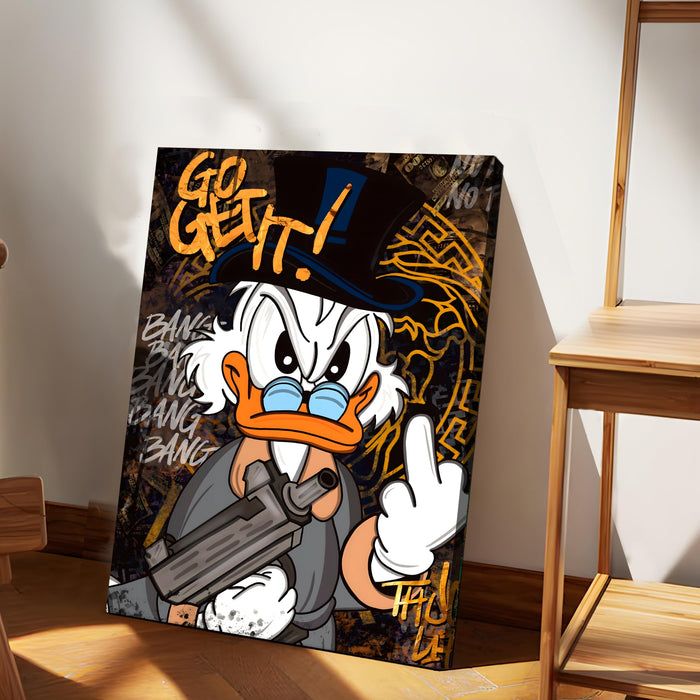Go Get It Motivational Pop Art Stretched Canvas Painting Print| Bold Hustle Graffiti Wall Art | Modern Street Style Artwork for Home & Office Décor, 41x56 cm