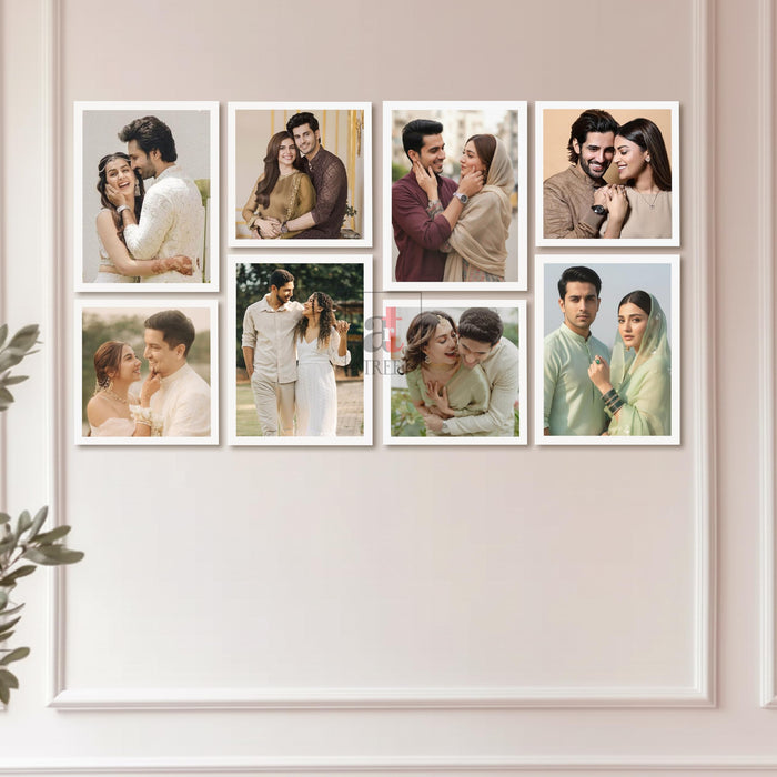 Art Street Photo Frame Set of 8 White Wall Decor Collage Display Hanging Family Picture Frames Gallery Collection Decor Items Wall Mount Frames Birthday Anniversary Gift, 8x8 and 8x12 In