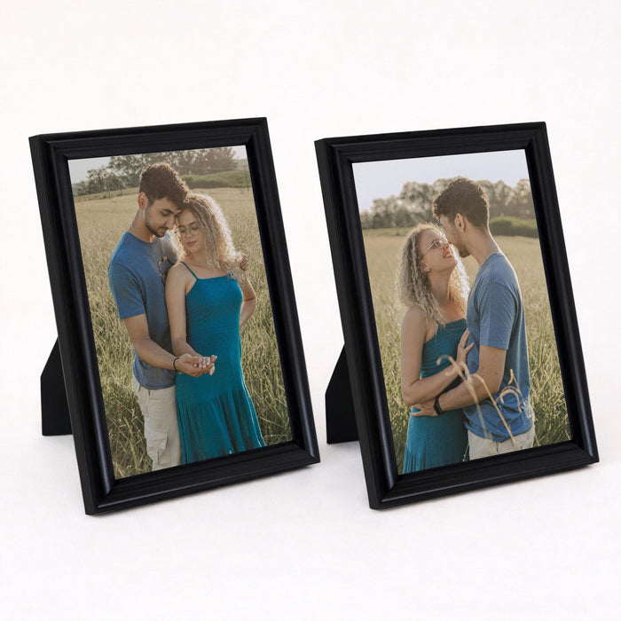 Art Street Picture Table Photo Frame Set of 2 for Bedroom, Tabletop Frames with Stand, Modern Farmhouse Photo Frames for Couples, Weddings, Home Decor, Portrait or Landscape Display (Black, 4x6 Inch)