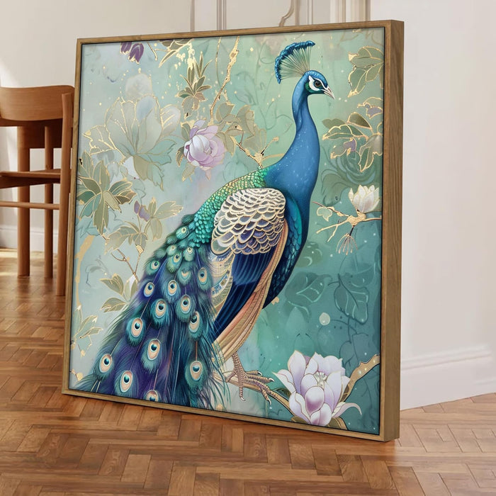 Large Peacock Framed Canvas Painting Wall Painting, Decorative Modern Paintings