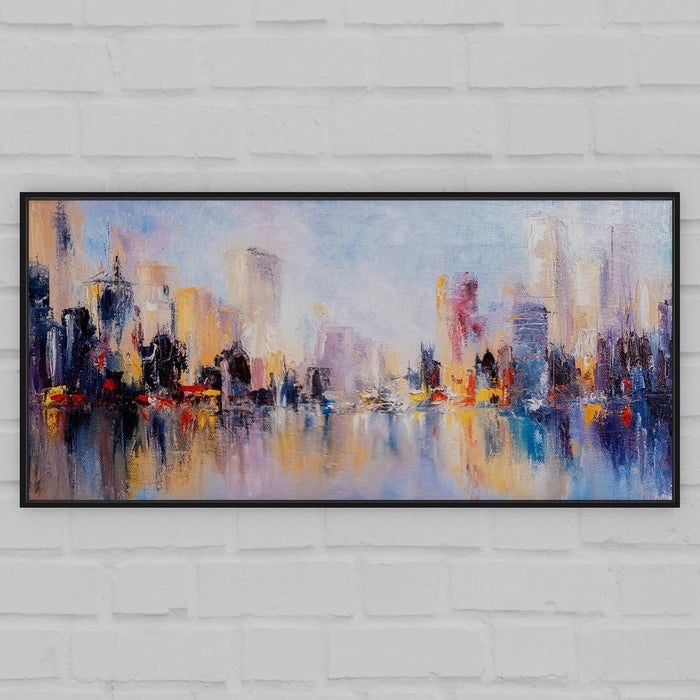 Art Street Abstract Purple and Blue Large Canvas Painting Panel for Home Décor (Black, 23x47 Inch)