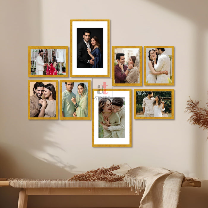 Art Street Photo Frame Set of 8 Gold Wall Decor Collage Display Hanging Family Picture Frames Gallery Collection Decor Items Wall Mount Frames Birthday Anniversary Gift, 8x12 and 12x16 In