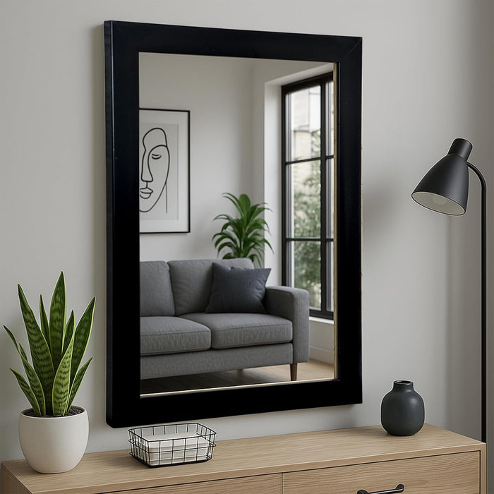 Bathroom Wall Mirror, Black Wall Mount Rectangular Makeup Mirror, Decorative Looking Glass with Frame (Size: Inner: 12x18 in, Outer: 15x21 Inch)