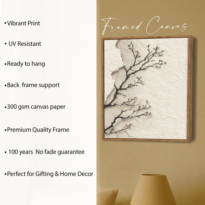 Abstract Branch Framed Painting For Living Room | Floral Branch Large Canvas Painting With Frame Wall Art For Bedroom, Hallway's, Office, Hotel, Size 58x58 cm