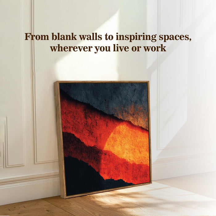 Abstract Volcanic Framed Painting For Living Room | Molten Earth Texture Large Canvas Painting With Frame Wall Art For Bedroom, Hallway's, Office, Hotel, Size 58x58 cm