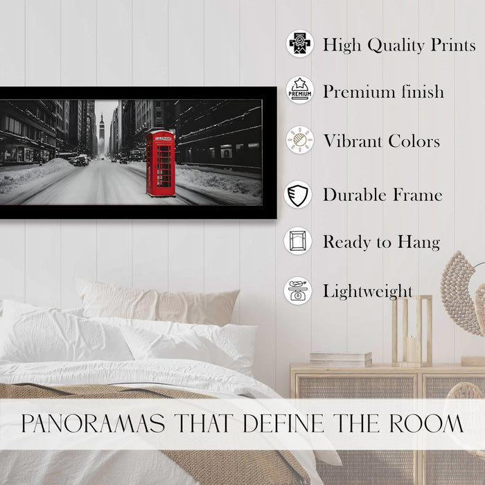 New York City Street Winter Season Black and Wall Art Framed Luxury Paintings for Home Decoration, Living room, Bedroom and Office Decoration (99x38 CM)