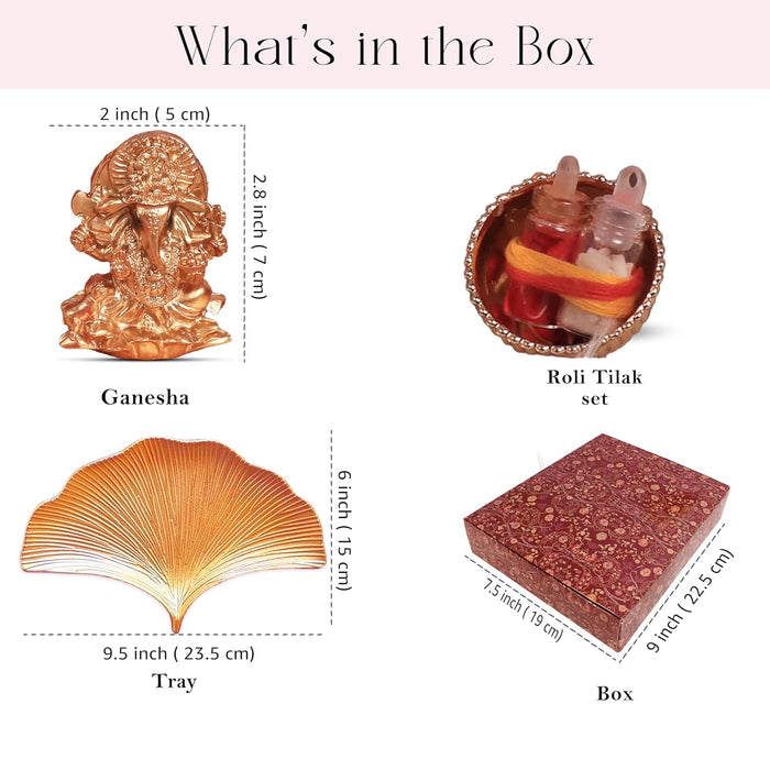 Ganesh Chaturthi Gift Hamper Box with Ganesha Idol & Decorative Tray, Ganesh Murti Idol.