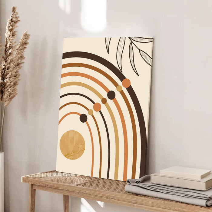Abstract Rainbow Sun Stretched Canvas Wall Art Modern Boho Illustration Painting for Home & Office Wall Decor, (16x22 Inch)